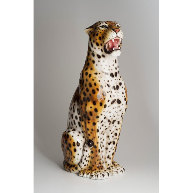 STATUE LEOPARDO MARRONE IN CERAMICA CM. 100 -ANIMALI-